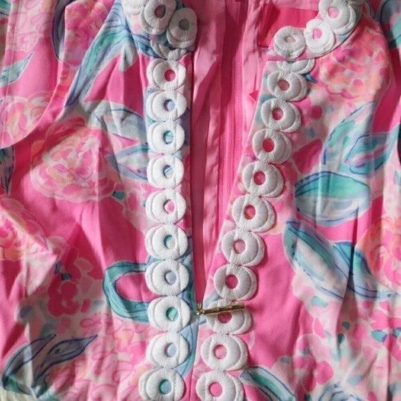 NWT Lilly Pulitzer Jonna Romper Prosecco Pink Blue Tropical Printed Size 00 - Picture 10 of 14